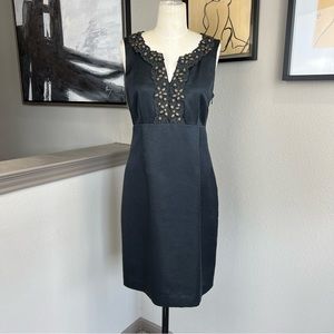 BODEN black Limited Edition lace and beaded placket silk cotton blend dress